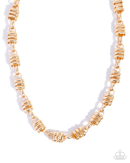 Interlocked Imitation - Gold - Paparazzi Necklace