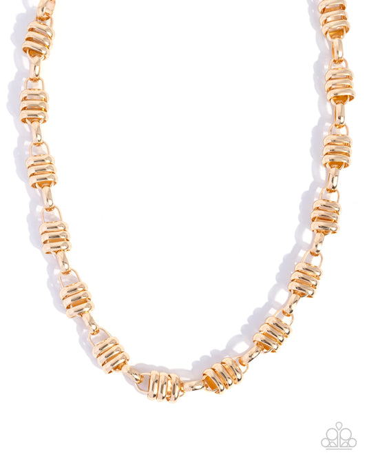 Interlocked Imitation - Gold - Paparazzi Necklace
