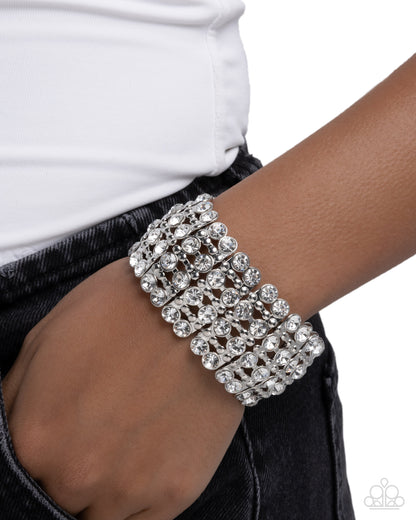 Exuberant Elegance - White - Paparazzi Bracelet