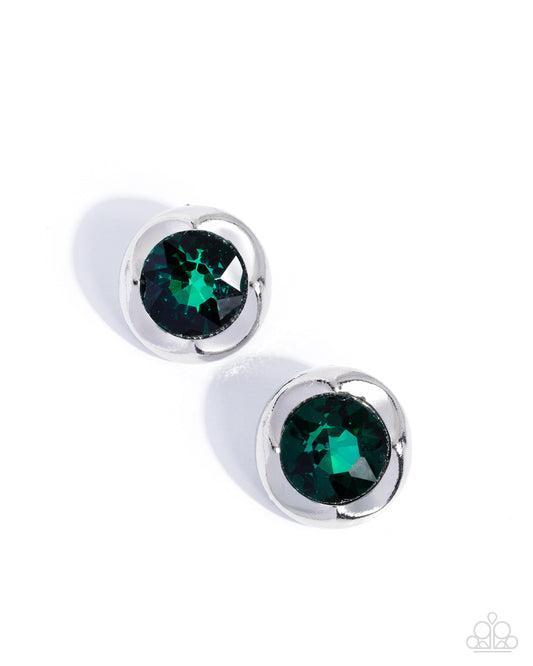 Tailored Tapestry - Green - Paparazzi Post Earrings