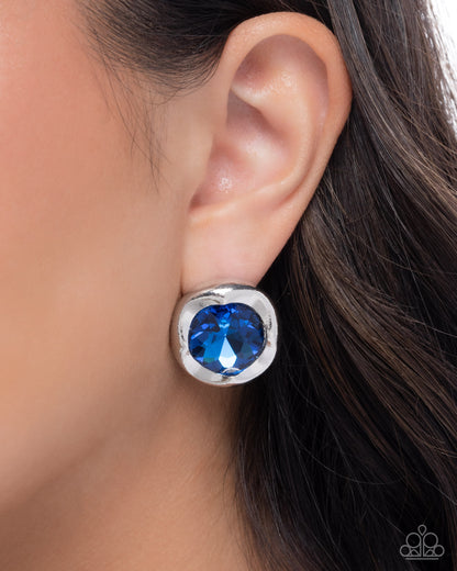 Coming Soon - Tailored Tapestry - Blue - Paparazzi Post Earrings