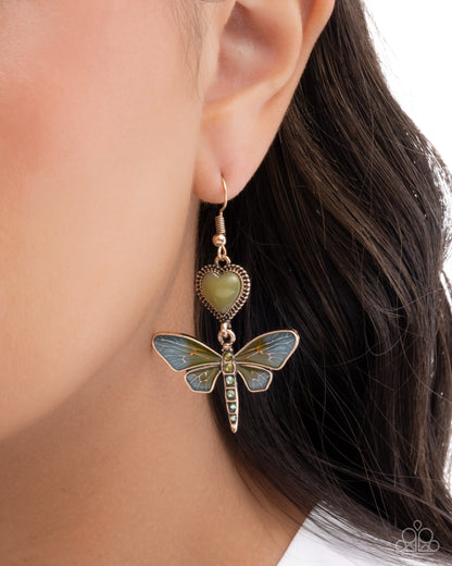 Dragonfly Devotion - Green - Paparazzi Earrings