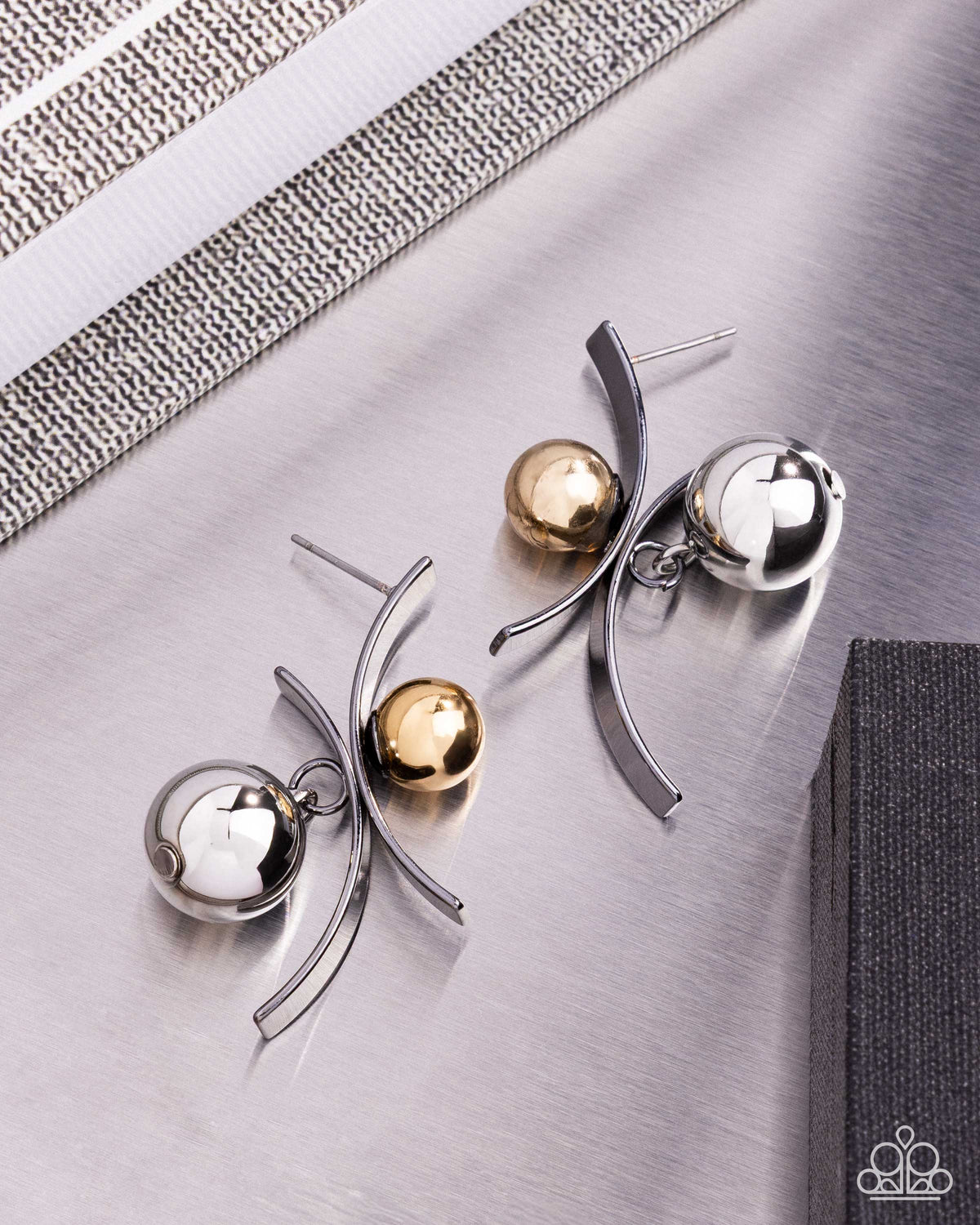 Dichromatic Decadence - Black - Paparazzi Post Earrings