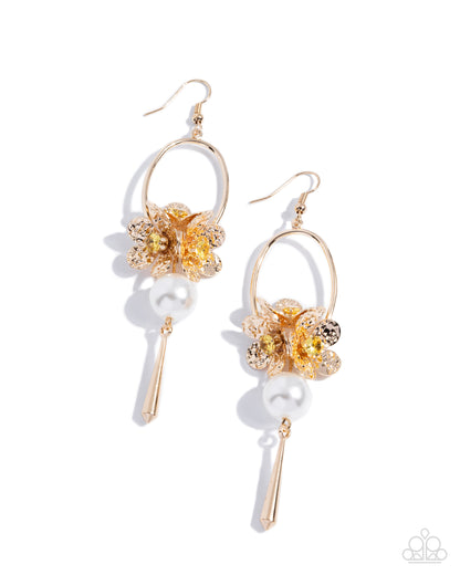 Fixed Flutter - Yellow - Paparazzi Fish Hook Earrings