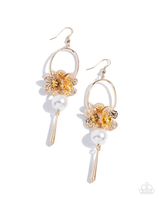 Fixed Flutter - Yellow - Paparazzi Fish Hook Earrings
