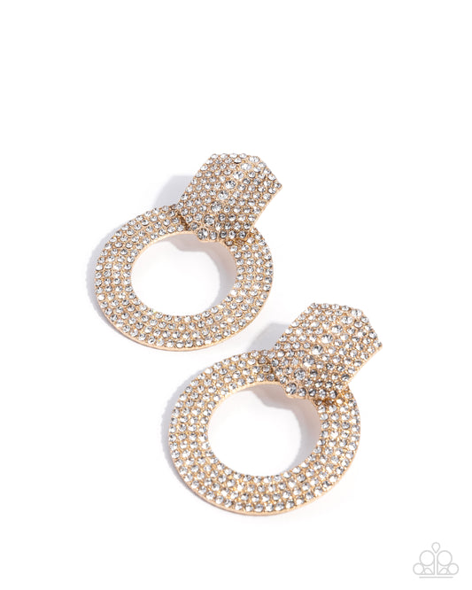 Sparkly Safeguard - Gold - Paparazzi Post Earrings