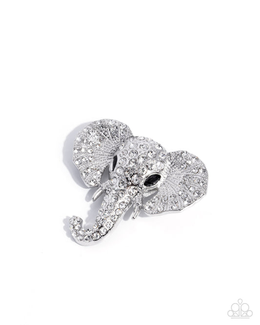 Elephant Empathy - White - Paparazzi Brooch