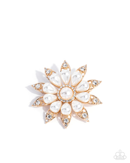 Timeless Tribute - Gold - Paparazzi Flower Brooch