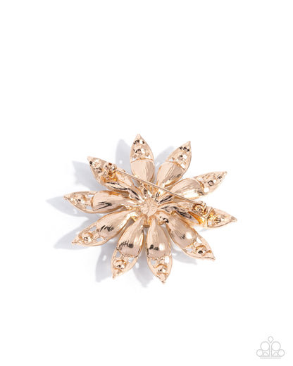 Timeless Tribute - Gold - Paparazzi Flower Brooch