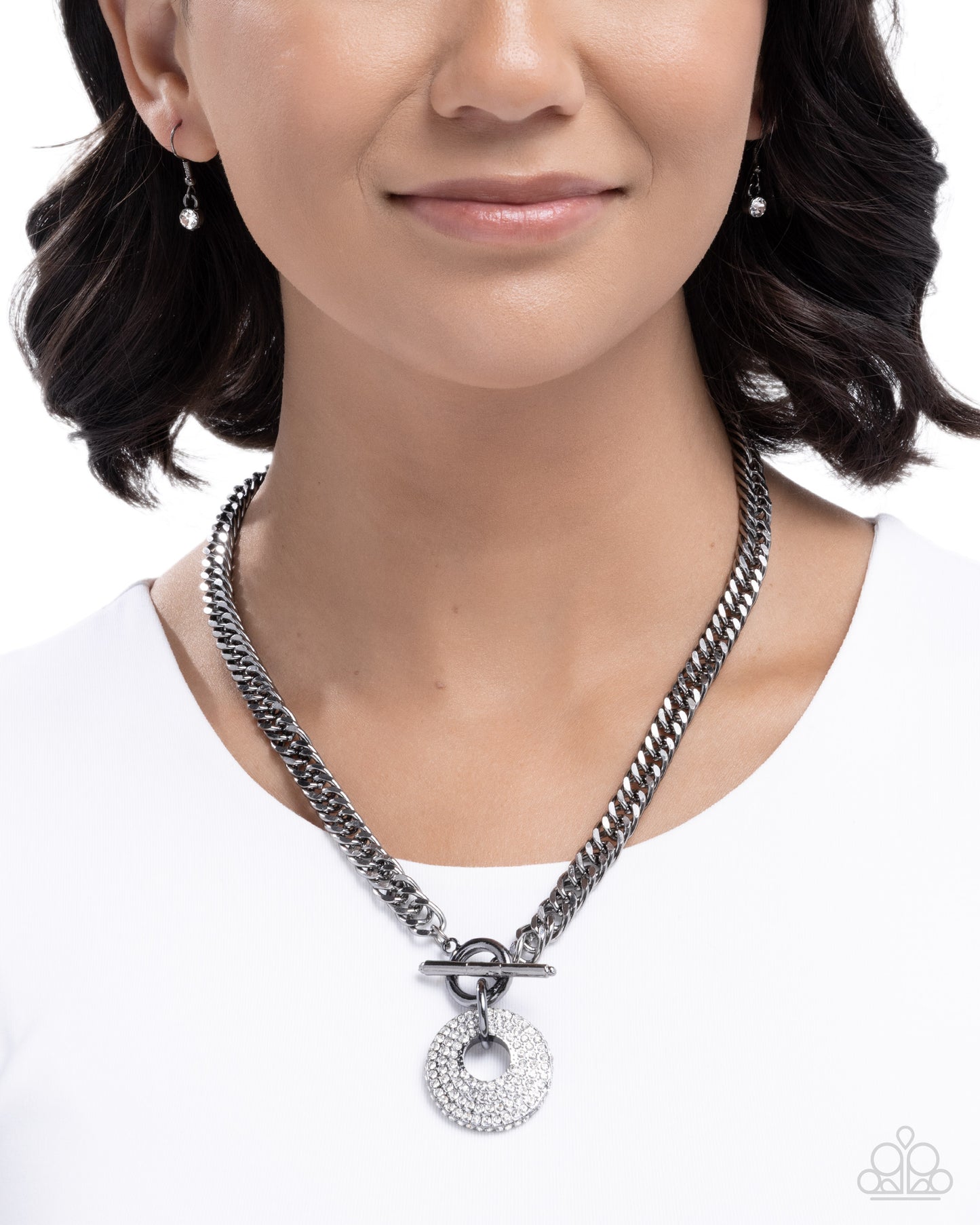 Breathlessly Bold - Black Paparazzi Necklace and Elongated Effort Black Earrings Set