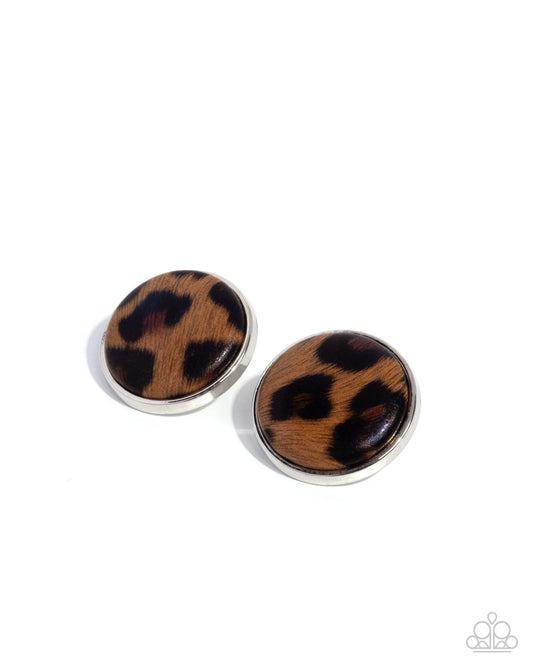 Cheetah Centerpiece - Brown - Paparazzi Earrings