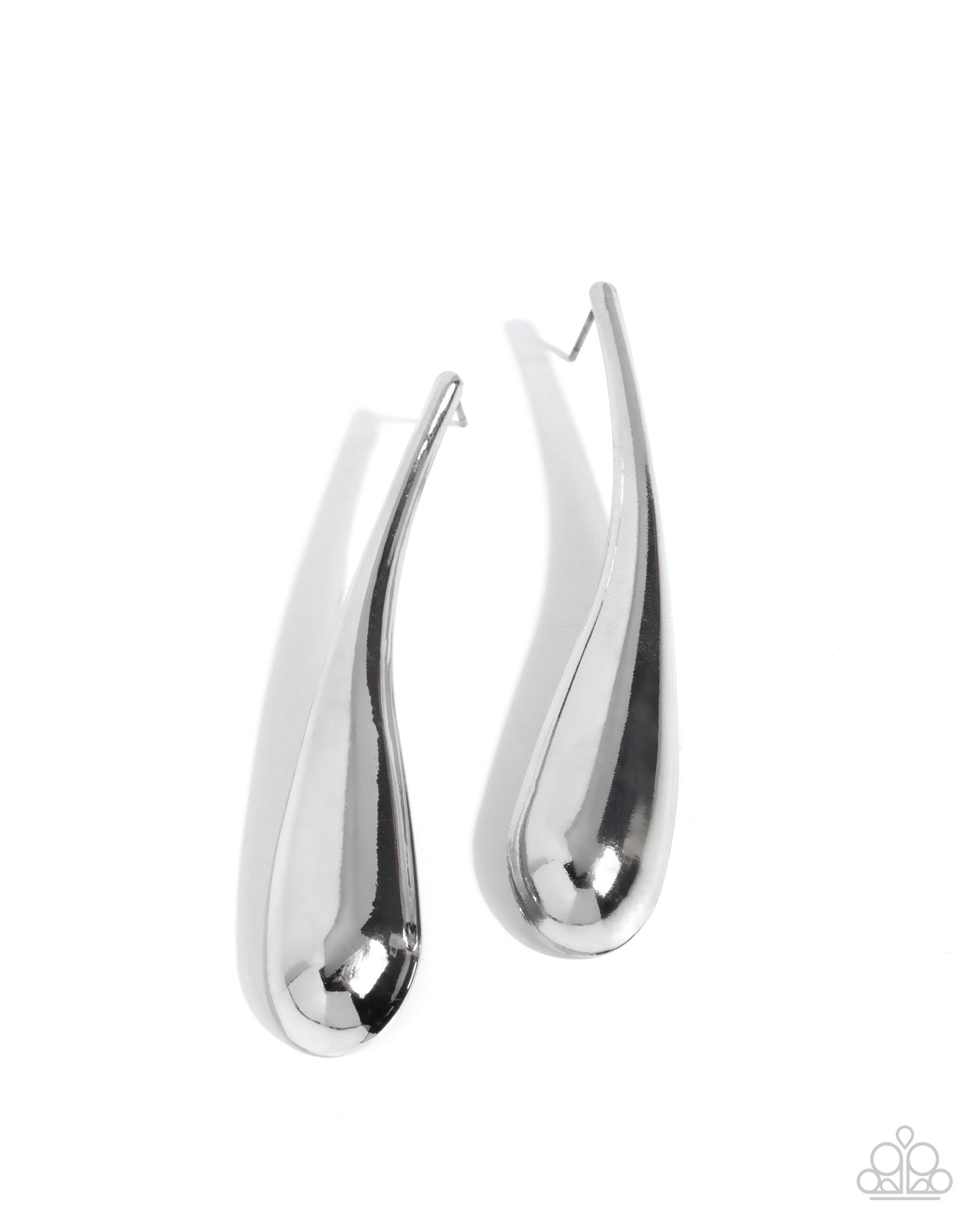 Elongated Effort - Silver - Paparazzi Earrings