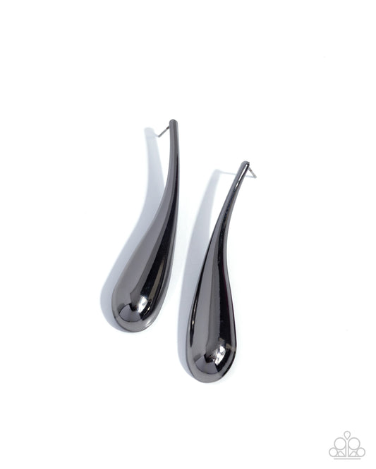 Elongated Effort - Black - Post Earrings