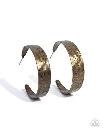 Rustic Renewal - Brass - Paparazzi Hoop Earrings