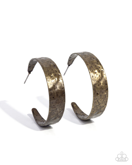 Rustic Renewal - Brass - Paparazzi Hoop Earrings