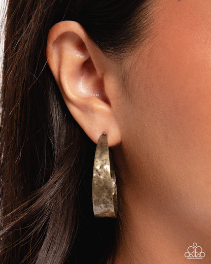 Rustic Renewal - Brass - Paparazzi Hoop Earrings