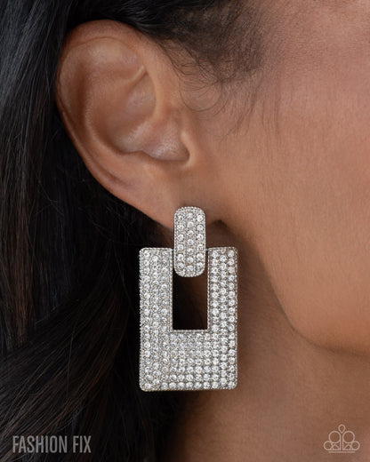 Sophisticated Stage - White - Paparazzi Earrings