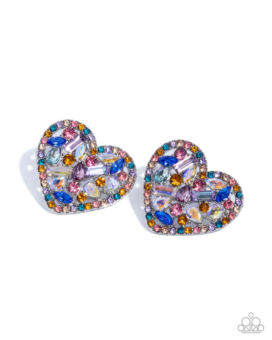 Courting Command - Multi - Paparazzi Heart Earrings