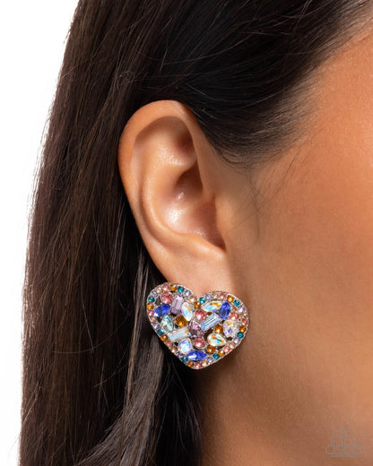 Courting Command - Multi - Paparazzi Heart Earrings
