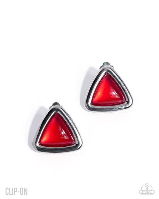 Triangular Taste - Red - Paparazzi Clip Ons