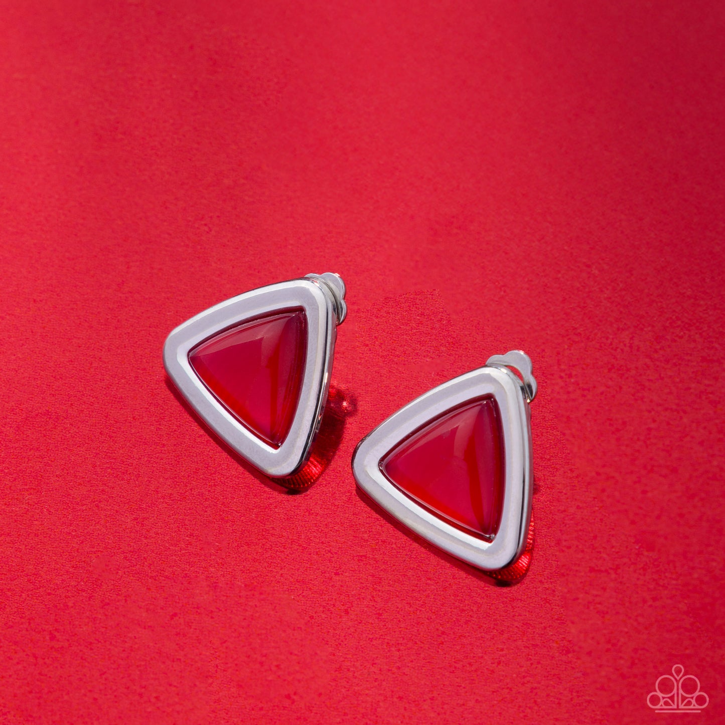 Triangular Taste - Red - Paparazzi Clip Ons