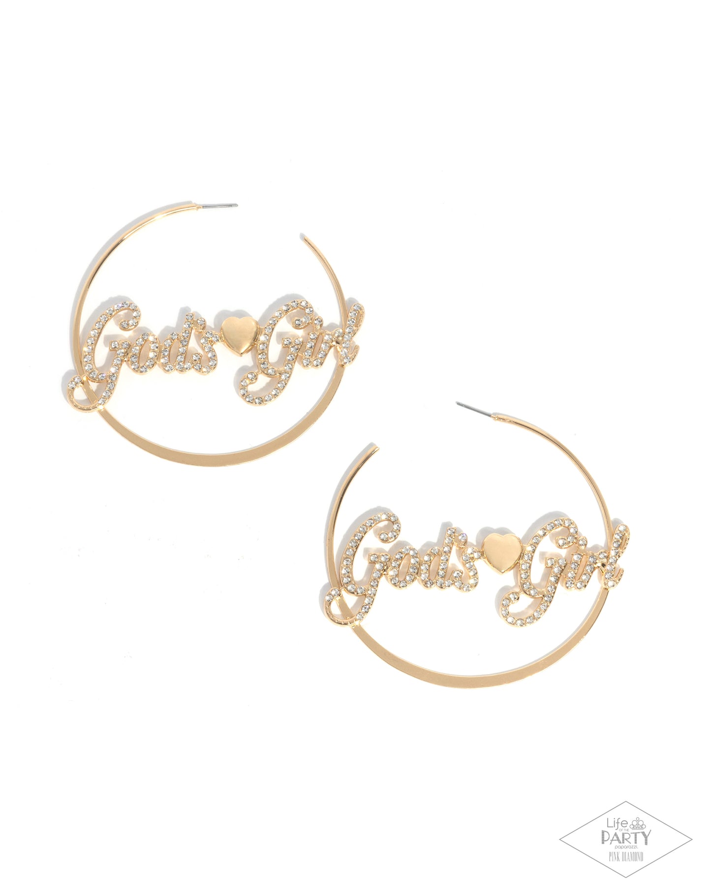 God's Girl - Gold - Choker Necklace, God's Grace Gold -Bracelet and Shine with Purpose Gold Hoop Earrings (3-Piece Set)
