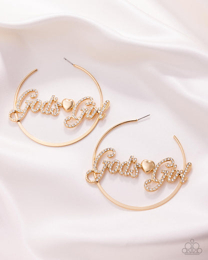 God's Girl - Gold - Choker Necklace, God's Grace Gold -Bracelet and Shine with Purpose Gold Hoop Earrings (3-Piece Set)