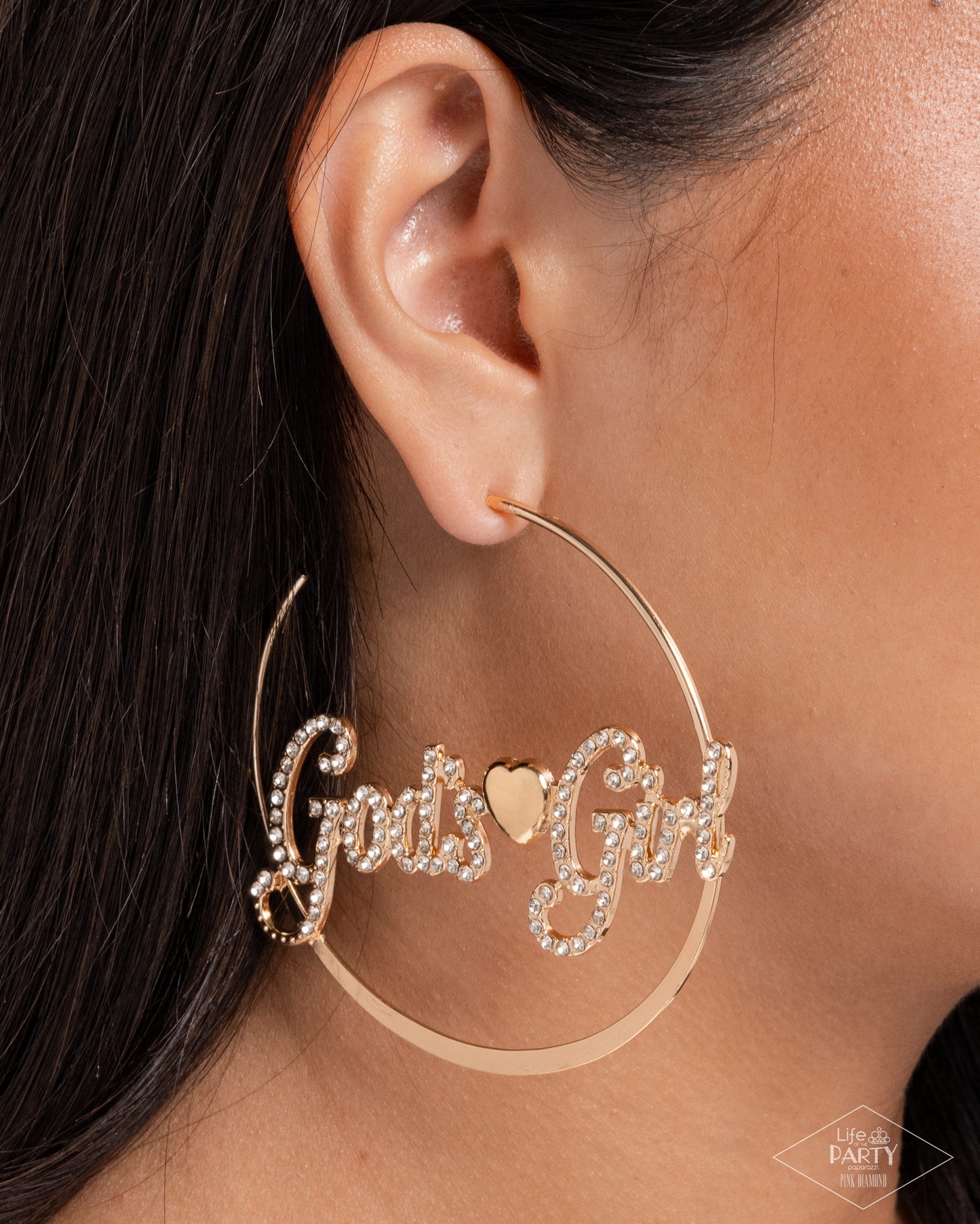 God's Girl - Gold - Choker Necklace, God's Grace Gold -Bracelet and Shine with Purpose Gold Hoop Earrings (3-Piece Set)