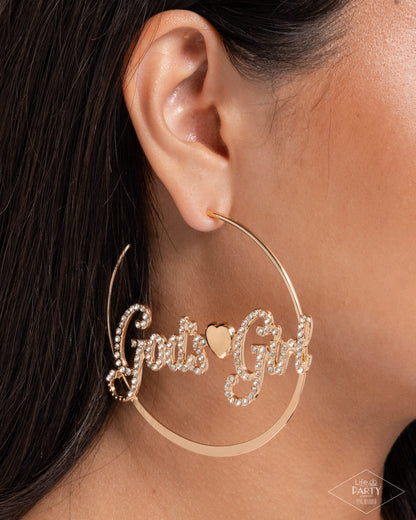 God's Girl - Gold - Choker Necklace, God's Grace Gold -Bracelet and Shine with Purpose Gold Hoop Earrings (3-Piece Set)