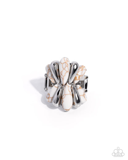 Teardrop Throng - White - Paparazzi Ring