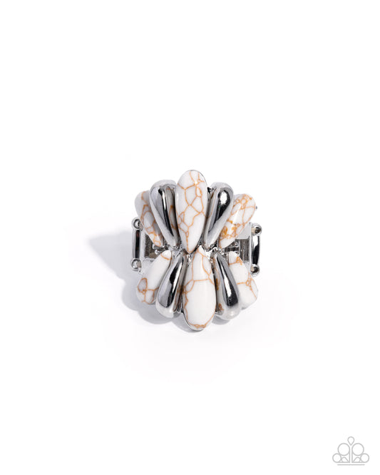 Teardrop Throng - White - Paparazzi Ring