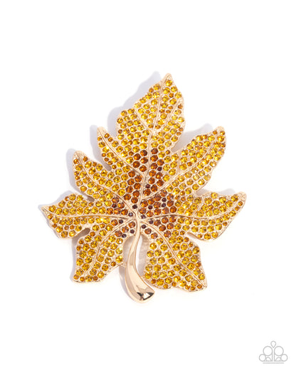 Autumnal Accent - Gold - Paparazzi Brooch