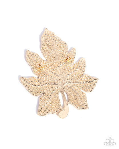 Autumnal Accent - Gold - Paparazzi Brooch