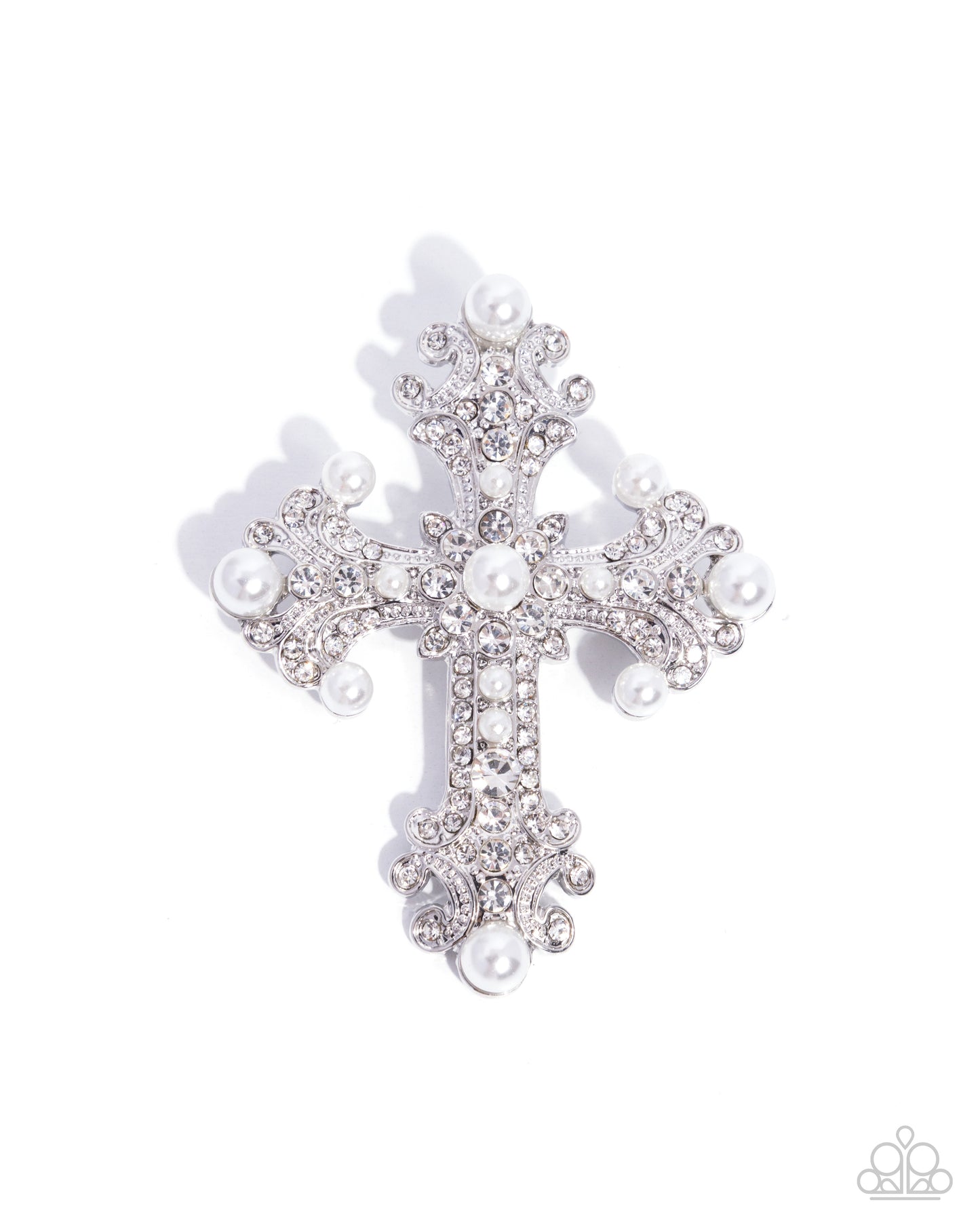 Candescent Cross - White - Paparazzi Brooch