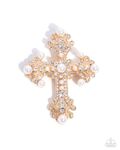 Candescent Cross - Gold - Paparazzi Brooch