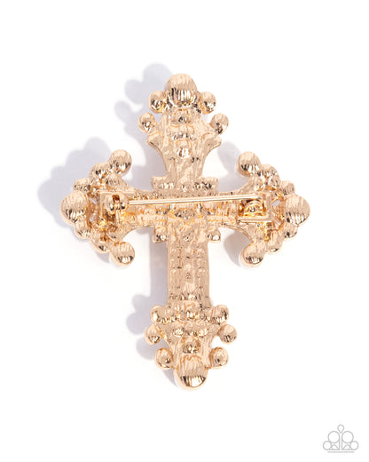Candescent Cross - Gold - Paparazzi Brooch