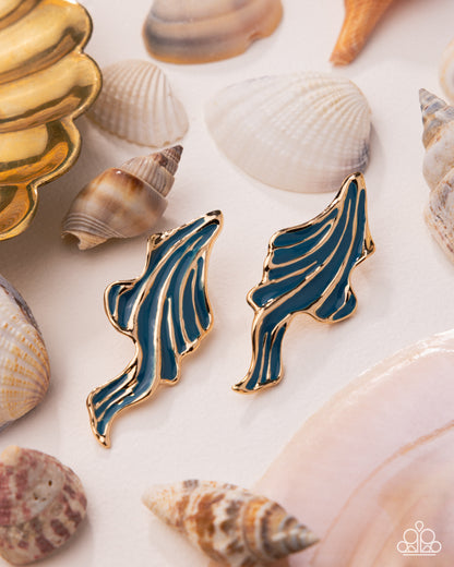 Fluid Fashion - Blue - Paparazzi Post Earrings