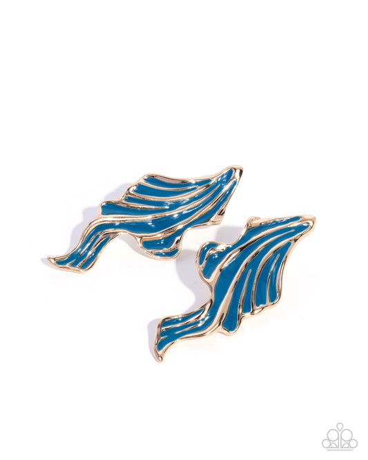 Fluid Fashion - Blue - Paparazzi Post Earrings