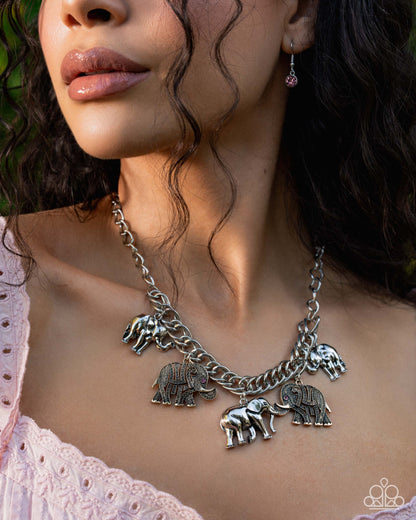Elephant Herd - Multi - Paparazzi Elephant Necklace