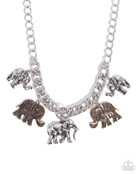 Elephant Herd - Multi - Paparazzi Elephant Necklace