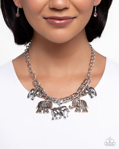 Elephant Herd - Multi - Paparazzi Elephant Necklace