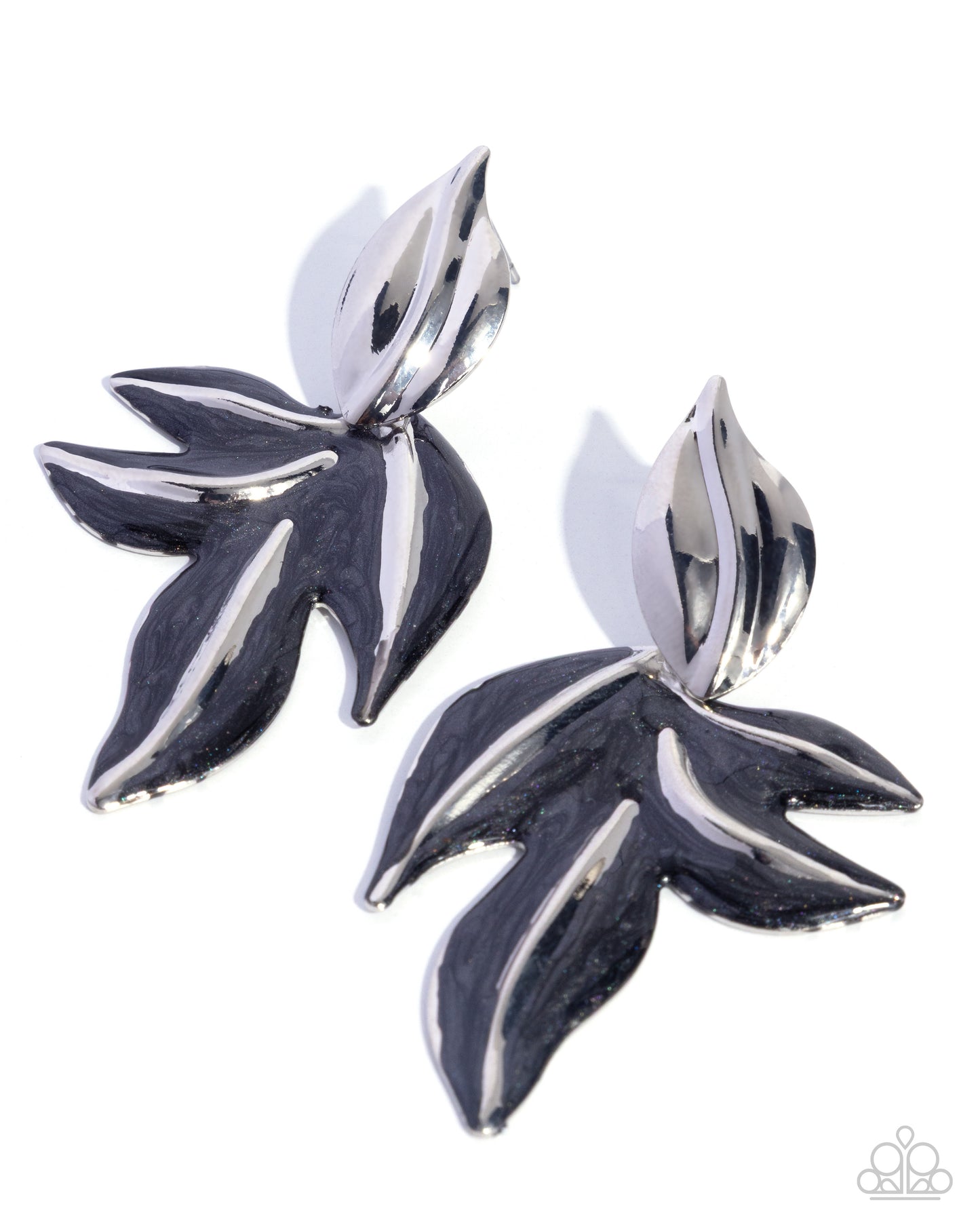 Leafy Lineup - Black - Paparazzi Post Back Earrings
