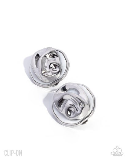Corporate Chic - White - Paparazzi Clip On Earrings