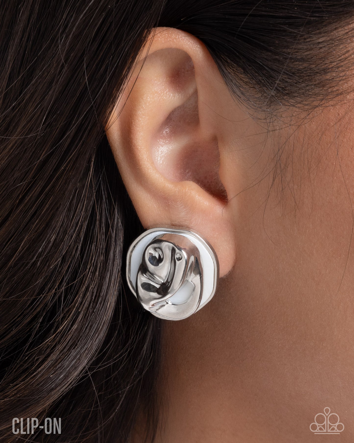 Corporate Chic - White - Paparazzi Clip On Earrings
