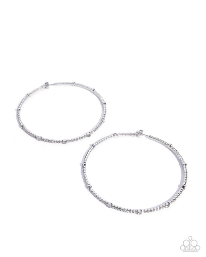 Sensational Squares - White - Paparazzi Hoop Earrings