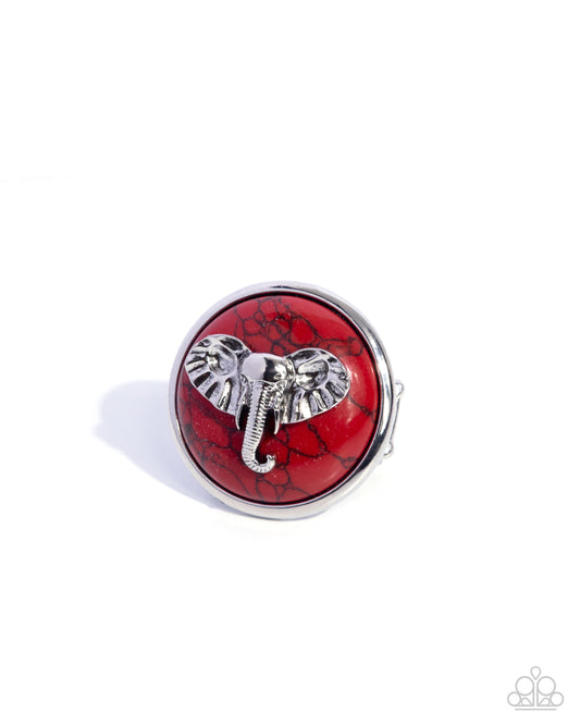 Elephant Etude - Red - Paparazzi Ring