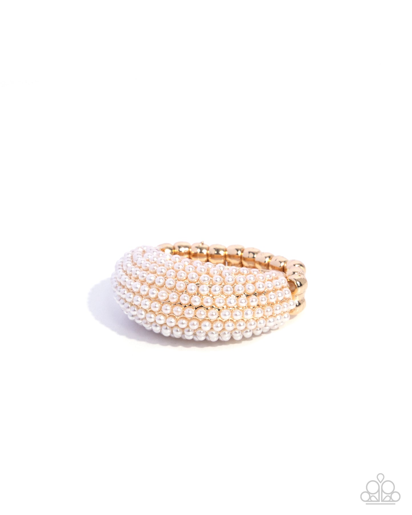 Opulent Overboard - Gold Ring and Particular Pearls Gold Earrings ( 2 Piece Paparazzi Set)
