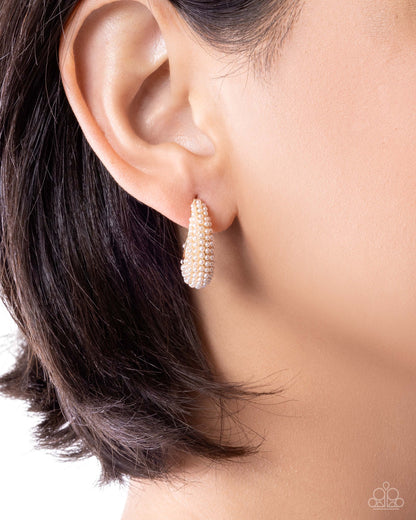 Opulent Overboard - Gold Ring and Particular Pearls Gold Earrings ( 2 Piece Paparazzi Set)