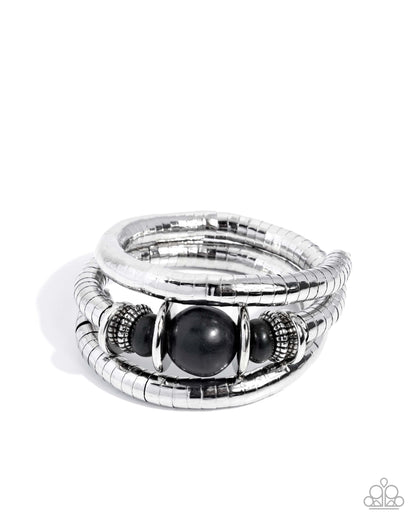 Natural Note - Black - Paparazzi Coil Bracelet
