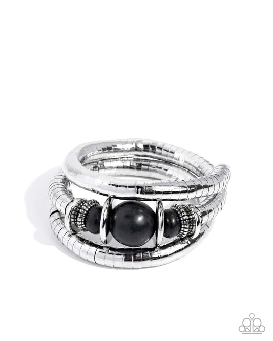 Natural Note - Black - Paparazzi Coil Bracelet